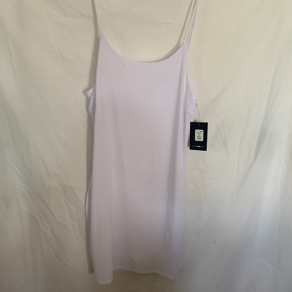 White spaghetti strap double lined dress